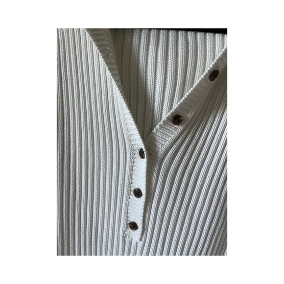 J.Crew White chunky longline hooded collegiate v neck pullover sweatet - Picture 3 of 5